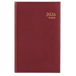 BREPOLS - Agenda de Bureau Journalier - Janvier 2026 &agrave; D&eacute;cembre 2026 - SATURNUS Luxe - Couverture LIMA Rouge - Dimension 14 x 21 cm (Papeterie Libellus, neuf)