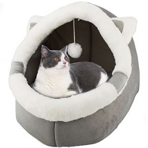 Lits pour Panier Chats intérieur avec Jouet Suspendu, lit Grotte pour Petit Chien antidérapant, Tente pour Chaton Niche Maisons Oreiller rembourré Amovible, Super Doux idéal pour Chats et Chiots (Yianni, neuf)