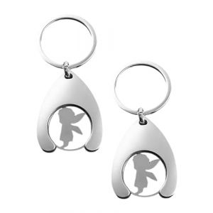 BPTRKOM 2 pi&egrave;ce porte-cl&eacute;s portatifs en acier inoxydable pour chariot de courses - Cl&eacute; de d&eacute;verrouillage pour chariot d'&eacute;picerie, jeton pour chariot de courses, porte-cl&eacute;s de voiture (hebishikaifaquweiyueyingshangmaoyouxiangongsi, neuf)