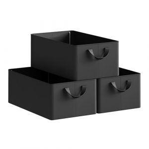 WOLTU Boîte de Rangement Pliable, Lot de 3 Paniers de Rangement en Tissu Non-Tissé, avec Poignées, pour Vêtements et Jouets, Noir, 47x28x20 cm (WOLTU GmbH, neuf)