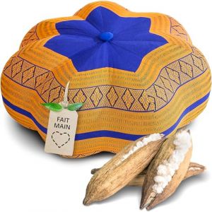 Livasia Coussin de m&eacute;ditation &eacute;toile Grande Taille - &Oslash; 40x20cm - Coussin de Yoga kapok, Pouf, Coussin de Sol Yoga Zen m&eacute;ditation, Coussin zafu Jardin Balcon, Coussin d&rsquo;Assise Fait Main (Bleu/Jaune) (livasia, neuf)