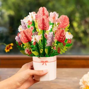 papercrush&reg; Pop Up Bouquet de rose - Carte de voeux 3D Saint Valentin pour elle (femme, petite amie, &eacute;pouse) - Carte cadeau d'anniversaire de mariage avec motif romantique, Carte pop up fete des meres (papercrush, neuf)