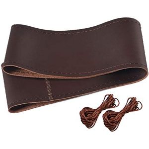 DIY Volant de Voiture, Couvre Volant de Voiture en Cuir à Coudre,Couvre Volant en Cuir Souple sur Le Volant de la Voiture avec Aiguille et Fil Accessoires intérieurs-38CM(Marron) (GY-honeq☆, neuf)