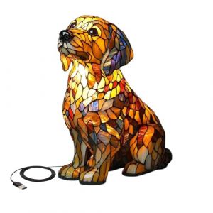Lampe En Vitrail En Forme D'Animal,Lampe Vintage En Verre Teint&eacute; En Forme De Chien|,Veilleuse De Chevet En Forme D'Animal,Veilleuse D&eacute;corative Color&eacute;e Pour La Maison, La Chambre &agrave; Coucher (DaPongZhi, neuf)
