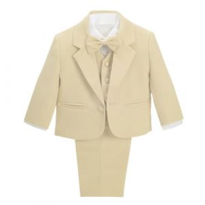 Lito Angels Costume Mariage Ceremonie Enfant Garcon, Ensemble 5 Pieces (Blazer, Gilet, Chemise, Noeud Papillon et Pantalon), Taille 2-3 Ans (&eacute;tiquette en Tissu 03), Kaki (Lito Angels FR, neuf)