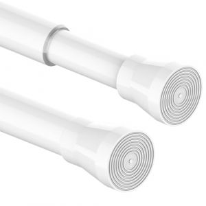 Tringle à rideau de douche réglable en acier inoxydable sans perçage, Barre télescopique pour armoire, salle de bain, balcon, rideau de douche (72-175 cm, blanc) (LIEUR, neuf)