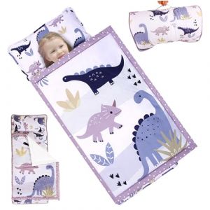 Gigoteuse pour Tout-Petits Matelas de Sieste avec Oreiller et Couverture 124 x 50 cm Anti-Coups de Pied avec poignée Matelas Sieste Enroulable et Portable pour l'école Maternelle la garderie (Buxianggongzuodeyitian, neuf)