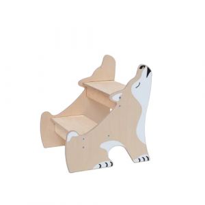 WILD KIDS Marchepied en Bois Husky pour Enfants - Tabouret Montessori Sécurisé et Durable pour Salle de Bain et Cuisine - Contreplaqué Naturel Beige (IMMERMAN WOODWORKS, neuf)