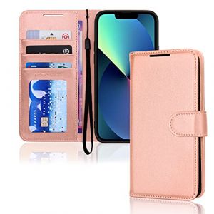 TECHGEAR Etui iPhone iPhone 13 Mini Portefeuille, Housse Portefeuille en Cuir avec Rabat de Protection, Fentes pour Cartes, Béquille et Dragonne, Cuir PU Rose Gold Compatible avec iPhone 13 Mini 5.4" (TECHGEAR Solutions, neuf)