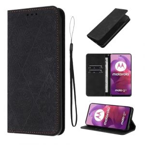 LSPCASA &Eacute;tui pour Motorola Moto G24/G04 4G 6.5 Pouces Cuir Artificiel Coque Motorola Moto G24 avec Fente pour Carte Coque Motorola Moto G24 B&eacute;quille Housse, Noir (SINGGEADA, neuf)