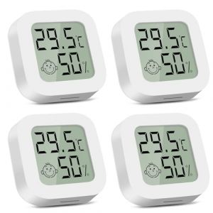 CNMTCCO Thermom&egrave;tre hygrom&egrave;tre interieur, 4 Pi&egrave;ces Mini Thermometre Digital, Moniteur de Temp&eacute;rature pour Chambre de B&eacute;b&eacute;, Bureau, Salon, Serre, Rangement, Sous-sol, Cave &agrave; Vin (Blanc) (Alripspart O&Uuml;, neuf)