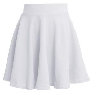 tanzdunsje Mini Jupe pour Filles, Taille Extensible, d&eacute;contract&eacute;e, &eacute;vas&eacute;e, pliss&eacute;e, Unie, Jupe Patineuse (FR/ES, &Acirc;ge, 12 Ans, 16 Ans, Taille Normale, Blanc) (eledance, neuf)