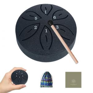 TINGSING Tambour à pluie pour jardin extérieur, 7,6 cm, 6 notes en acier, carillon à main avec sac en tissu, maillets, livre de musique, instrument de musique pour adulte, enfant, cadeau, noir (TINGSING EUR Direct, neuf)