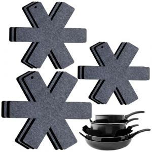 Lot de 12 Protège Poêles Séparateur de Casseroles, Protege Poele en Feutrine, 3 Tailles Différentes, Anti Rayures, Organisateurs, Protection (Noir, Gris) (Joblida, neuf)