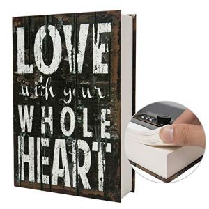Bo&icirc;te de rangement s&ucirc;re de livre de d&eacute;tournement de papier r&eacute;el, coffre-fort secret de dictionnaire avec serrure de code/cl&eacute;, coffre-fort cach&eacute; de livre de flip (Cl&eacute; LOVE) (PACOLO-FR, neuf)