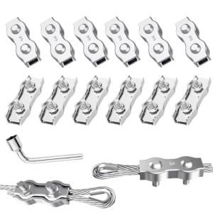 Serre Cable Acier Duplex Clips M3 12pcs Serre Cable Inox 3mm Pour Les Chantiers de Construction et Les Navires corde &agrave; linge (M3) (HYXIN-EU, neuf)