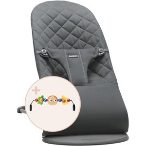 BabyBjörn Transat Bliss, Tissé, Matelassage Classique, Anthracite avec Arche de Jeux Yeux Espiègles (TCF Trading, neuf)