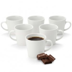Wilmax - Tasses &agrave; th&eacute; et tasses &agrave; caf&eacute; - Lot de 6-280 ml - Tasses &agrave; caf&eacute; en porcelaine - Set pour th&eacute;, caf&eacute;, cappuccino - porcelaine - Blanc (Rheinline, neuf)