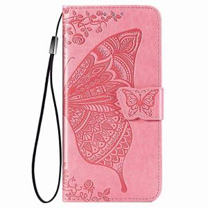 Ucikov Coque de Protection pour Samsung Galaxy S7 Edge Motif Art Gaufrage Papillon et Fleur &Eacute;tui Housse Bourse Flip en Cuir,Pochette T&eacute;l&eacute;phone avec Carte Bleue Fentes,Rose (Ucikov, neuf)