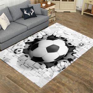 PEIHUODAN Tapis Foot Chambre Ado Terrain Football 3D Tapis Sol Football Deco Garcon Enfant Tapis De Salon Moderne Antid&eacute;rapant Terrain De Football Vert Navy Flanelle Doux Carpets (White,40x60cm) (PEIHUODAN, neuf)