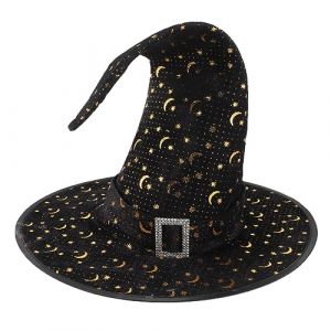 Holibanna Chapeau De Sorcière Halloween Avec Motif Étoiles Et Lune Accessoire De Cosplay Pour Fête Et Soirée Déguisée Décoration Festive Pour Événements Thématiques (Qiysangi, neuf)