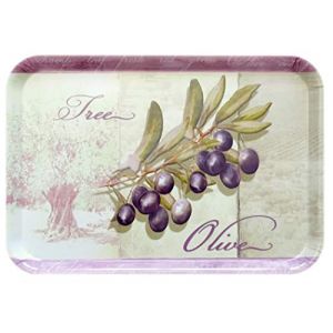 Lashuma Plateau rectangulaire mélaminé Plateau de Service de haute qualité Motif imprimé, Plastique, Olivier, 45 x 31 cm (Lashuma Germany, neuf)