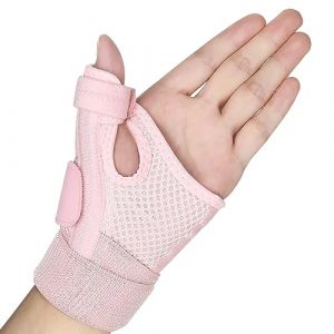 Yasdyri Orthèse de pouce réglable - Orthèse de pouce gauche et droite - Orthèse pour homme et femme - Attelle de pouce pour l'arthrite, l'entorse du pouce, la tendinite (rose) (Yasdyri, neuf)