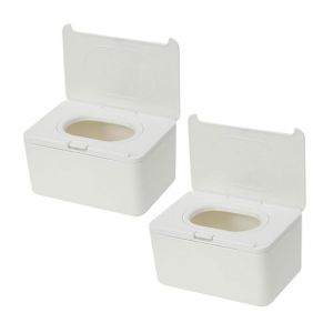 JOINPAYA 2 Pièces boîte de mouchoirs humides boîte à lingettes bébé Boîte lingettes bébé essuyer porte lingettes petit support de lingettes pour salle de bain Dispensateur de bébé Plastique (Leasndao, neuf)