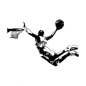 Autocollant mural de basket-ball Dunk Sticker mural Chambre de garçon Bébé Pépinière Sport Net Vinyle Salle de jeux Vinyle-XL-90x142cm-Black (LIUJIAHAO Sticker, neuf)