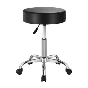 VEVOR Tabouret &agrave; roulettes, capacit&eacute; de poids 204 kg, rond tabouret roulant, hauteur r&eacute;glable 55-71 cm, chaise de travail pivotante en cuir PU &eacute;pais, pour salon, spa, massage, tatouage, clinique, noir (VEVOR Direct Store FR, neuf)