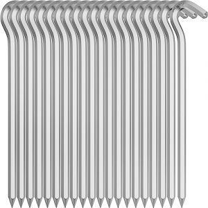 20 Pi&egrave;ces Piquets de Tente, Sardines de Fixation Sol en Alliage d'aluminium, Sardine Tente Piquet pour Tente De Camping, Jardin, Filet de Football (HuiYinStore, neuf)