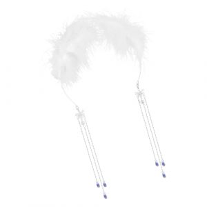 Beaupretty Bande de cheveux de plume &agrave; glands c&eacute;libataire Bandeau de panache &eacute;l&eacute;gant bandeaux avec panache groupe invit&eacute; pour bandeau &agrave; glace coiffure de couronne de mariage la plume blanche (lorianca, neuf)