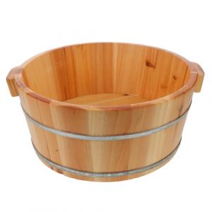 FRCOLOR Bassine En Bois Pieds Profonde 36 Cm De Diamètre 16 Cm De Hauteur Bain De Pieds Naturel Maison Voyage (White Beach, neuf)