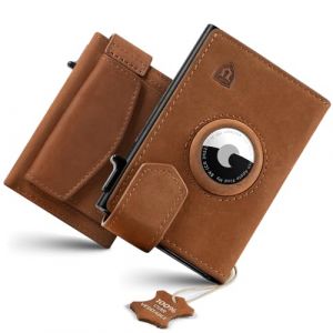 LORZOR Porte Carte Homme Airtag avec Porte Monnaie XXL, Portefeuille Homme Cuir V&eacute;ritable avec Fermeture Magn&eacute;tique, Portefeuille et Porte-Carte pour 10 Cartes, Petit Wallet avec Blocage RFID (ReturnRate, neuf)