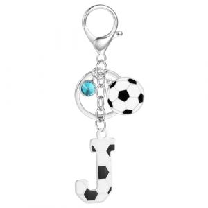 MWOOT Porte Cl&eacute; Football avec Lettre Initiale, Porte Clef Alphabet avec Pendentif Football pour Amoureux du Football, Cadeau de Football Charme de Porte Cl&eacute;s pour Cl&eacute; de Voiture Sac &agrave; Dos D&eacute;cor(J) (Sopdy-eu, neuf)