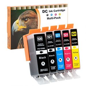 D&C 5X Cartouches d'encre compatibles pour Canon PGI-520 CLI-521 pour Canon Pixma IP3600 IP4600 IP4600X IP4700 MP540 MP550 MP560 MP620 MP630 MP640 MP640R MP980 MP990 MX860 MX870 Series (Lot de 5) (LOSMANN, neuf)