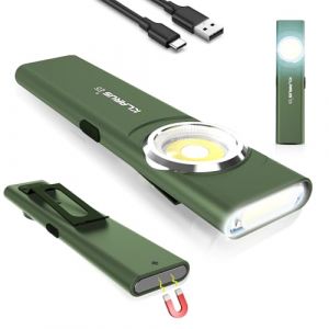 klarus Lampe de travail COB rechargeable USB C, mini lampe de poche plate EDC de 600 lumens avec base magnétique et clip à boucle,Convient pour l'entretien, le camping, la randonnée, les urgences (Klarus® EU Store, neuf)