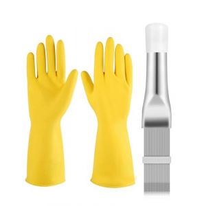 LOZTBUE 1 pièce peigne à rabat de condenseur de climatiseur, brosse de nettoyage de rabat de climatiseur, brosse de nettoyage de bobine, outil de réparation de refroidisseur avec gants (LOZTBUE, neuf)