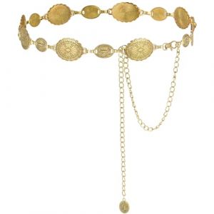 Alaoo Ceinture en M&eacute;tal Occidental,Ajour&eacute; Sculpt&eacute; Cha&icirc;ne Ceintures,Taille En M&eacute;tal Ceinture de Cha&icirc;ne R&eacute;glable,Cha&icirc;ne de Taille Boh&egrave;me pour Tenue de Concert de Campagne pour Robe,150CM (Alaoo, neuf)