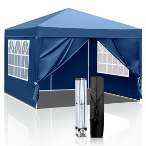 HOBBYZOO Tonnelle Pliante, Imperméable & Résistante,UV 50+ – Tissu Oxford 420D, Réglable en Hauteur,pour Jardin, Camping & Événements (Bleu, 3x3-4) (HobbyZoo Shop, neuf)