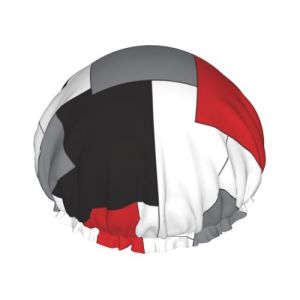 Bonnet de douche imperméable à bande élastique, bonnet de douche réutilisable à double couche pour femmes,Bloc de couleur rouge noir gris blanc (aysr.store, neuf)