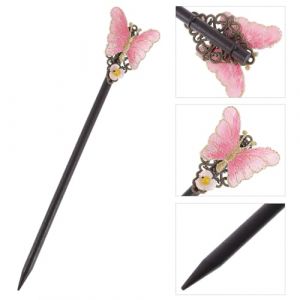 FIXOSHEE &Eacute;pingle Cheveux Chinoise Traditionnelle Bois Ancien Baguette D&eacute;corative Style Hanfu Accessoire Vintage pour Chignon Femme Rose (Jiingsq, neuf)