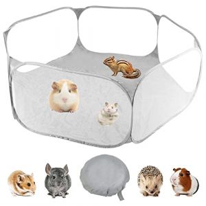 Parc pour Petits Animaux Respirant Parc pour Animaux de Compagnie Pliable Cage Play Tente Cl&ocirc;ture d'exercice Portable Tente pour Chiot Chaton Lapin Hamster Chinchillas Cochon d'Inde(Gris) (mellystore, neuf)