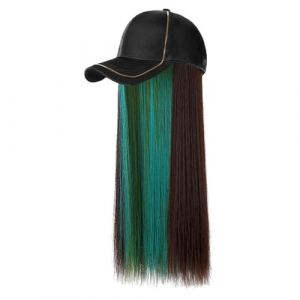 Chapeau Perruque Perruque chapeau femmes cheveux longs raides chapeau à pointe mode naturel réaliste perruque chapeau for noir blanc femmes synthétique chapeau perruque Perruques De Chapeau Pour Femme (shaochanjia, neuf)