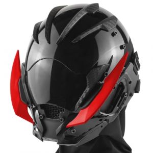 Marikito Punk Masque, casque futuriste, casque unique de science-fiction pour adultes, parfait pour les accessoires de cosplay et les f&ecirc;tes raves (Rouge) (Nengfa Trading Co., neuf)