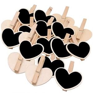 Kanyka 30 pi&egrave;ces Mini Tableau Noir, Tableau Noir en Bois, Message Board Signes Bois, Mini Panneau d'Affichage avec Pince, Message Ardoise Pince pour Panneaux &agrave; Message Board Mariage D&icirc;ner Party (kanyka, neuf)