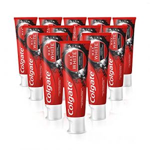 Colgate Dentifrice Max White Charbon 12 x 75 ml &ndash; Dentifrice au charbon actif, &eacute;limine jusqu'&agrave; 100 % des d&eacute;colorations superficielles (PENNGUIN-FR, neuf)