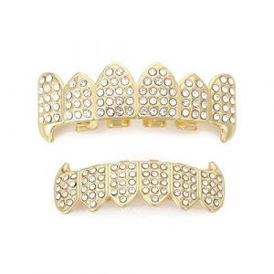 Qiwenr Hip Hop Teeth Barbecue, Hip Hop Grills Dents, Grills Dentaires, avec 2 Barres de Moulage en Silicone, Parfait Pour les Festivals de Musique, D&eacute;fil&eacute;s de Mode, Halloween, F&ecirc;tes, Cosplay (Axinyue, neuf)