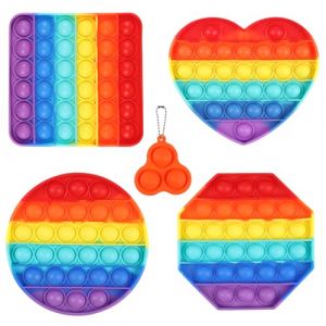 Pop on It, 4 Packs Push Pop Bubble, Mini Poppit, Bubble Popper Toy Jouet Sensoriel Adulte avec 1 Porte-clés, Antistress Fidget It Toys Set pour Enfants Adultes (YepGO, neuf)