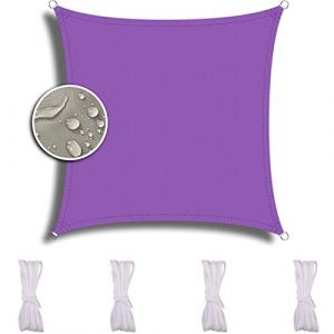 ZQXFZ Voile d'Ombrage Carré 2.5X2.5m, Voiture,Restaurant,Jardin, Polyester PES Hydrophobe Une Protection des Rayons UV, Voile D'Ombrage -Violet (Magasin De Tissus ColoréS, neuf)
